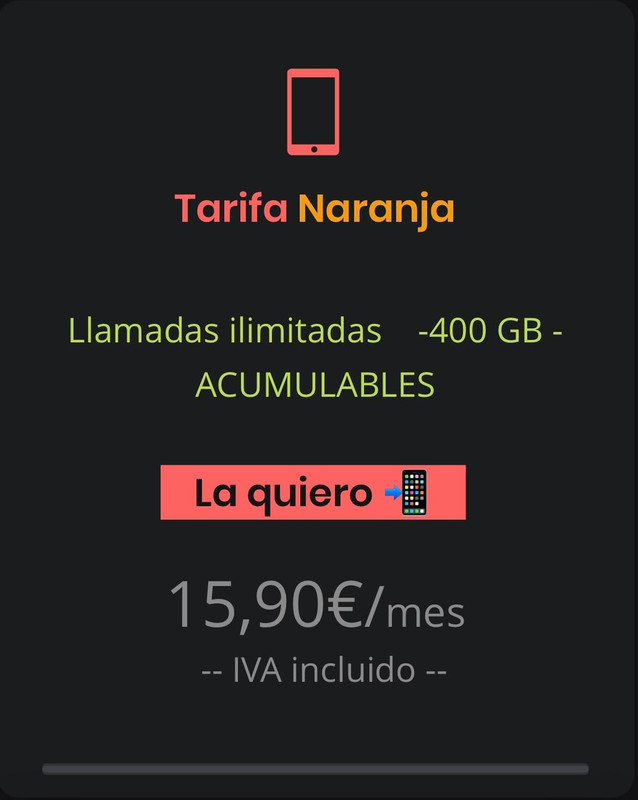 Tarifa móvil Naranja
