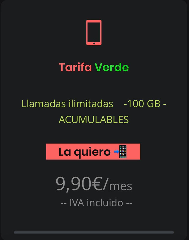 Tarifa móvil Verde