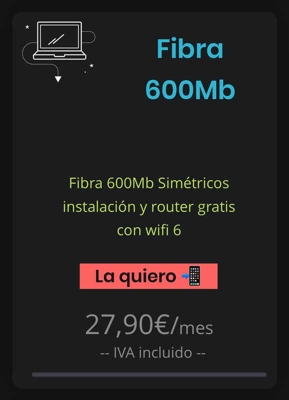 Internet Fibra Óptica 600Mb